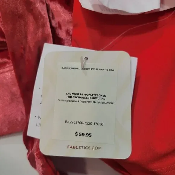 FABLETICS Oasis Crushed Velour Twist Sports Bra S NEW - Picture 6 of 9
